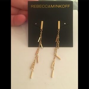 Rebecca minkoff gold fringe earrings